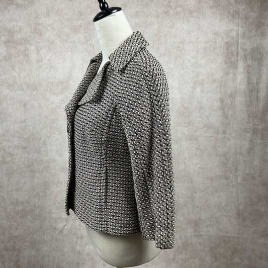 Ann Taylor Petites Geometric Print Blazer Jacket Women's Size 6P Brown Black