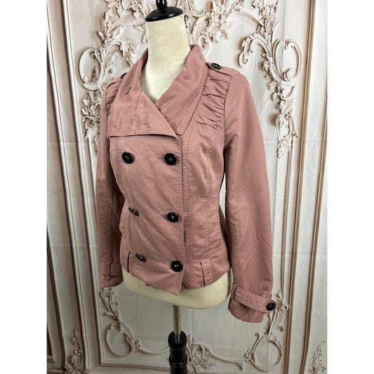 Vero Moda Women's Blush Pink Ruched Sleeve Double Breasted Coat