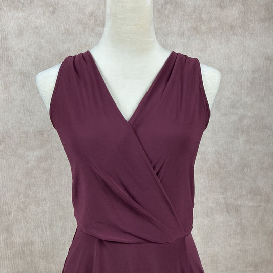 White House Black Market Burgundy Asymmetrical Wrap V Neck Sleeveless Top XS