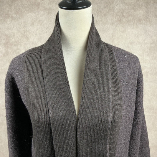 CAROLE LITTLE Women Charcoal Gray Wool Blend Shawl Collar Cardigan Sweater M