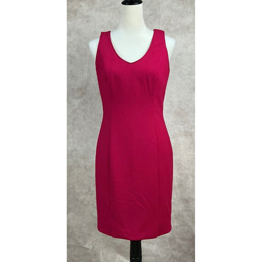 White House Black Market V Neck Sleeveless Sheath Dress Women Size 4 Pink