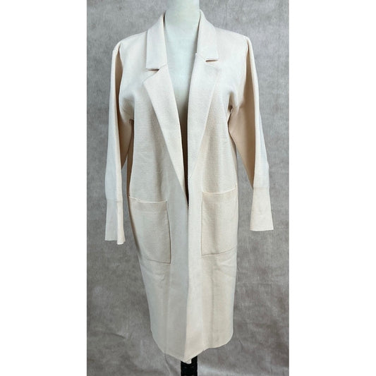 ANRABESS Women's Long Open Front Cardigan Sweater Jacket Beige XL