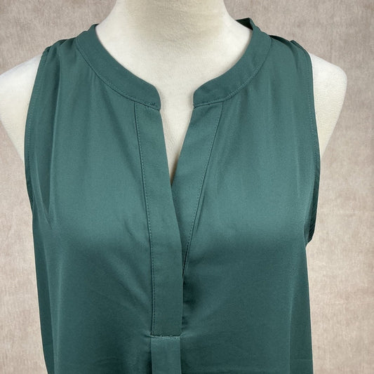 PARAPHRASE Sleeveless V-Neck Pleated Tunic Top Green Women's Size L