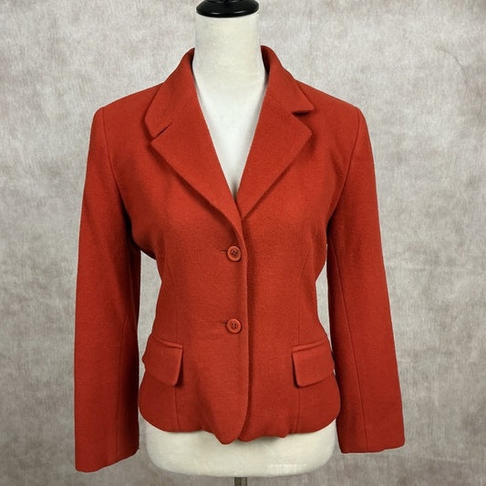HARVE BENARD Womens Orange Wool Blend Button Blazer Jacket Size 6
