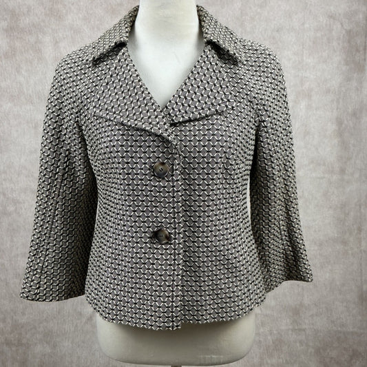 Ann Taylor Petites Geometric Print Blazer Jacket Women's Size 6P Brown Black