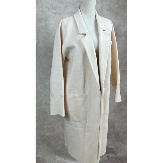 ANRABESS Women's Long Open Front Cardigan Sweater Jacket Beige XL