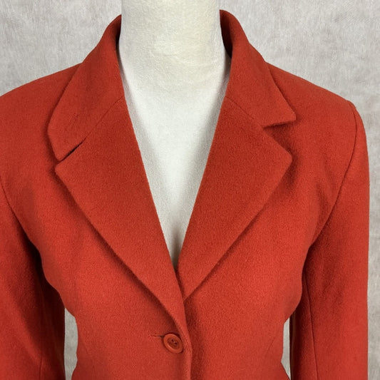 HARVE BENARD Womens Orange Wool Blend Button Blazer Jacket Size 6